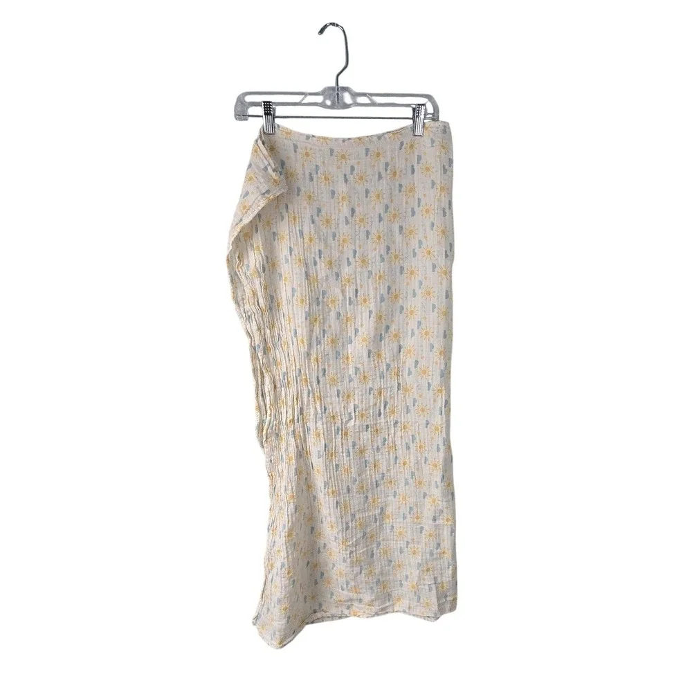 Walgreens Sun and Cloud Cotton Muslin Baby‎ Swaddle Blanket White Yellow Blue